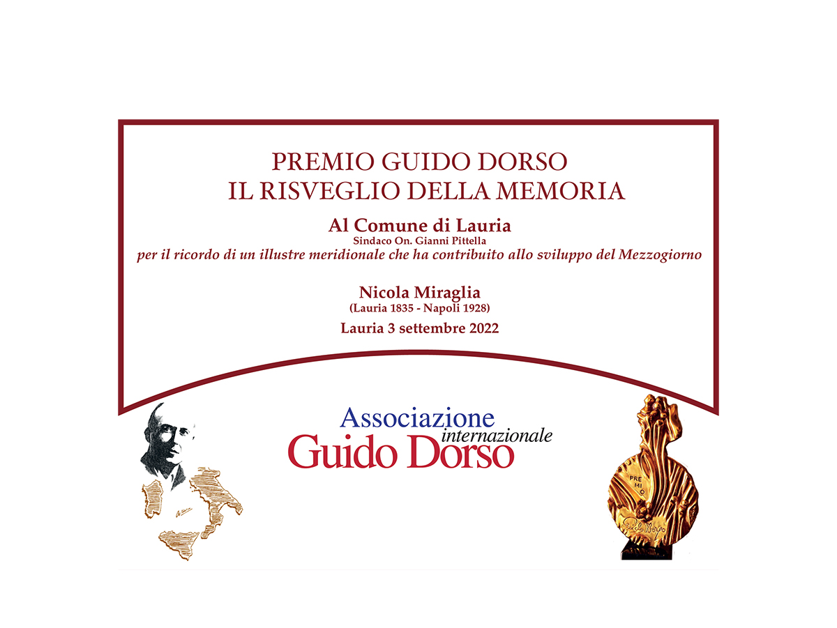 Per La Sezione Il Risveglio Della Memoria Premio Dorso Al Comune Di